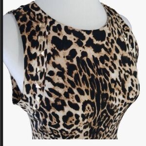 Joseph Ribkoff Leopard Print Dress Size 8 Fit & Flare Drop Waist Gown